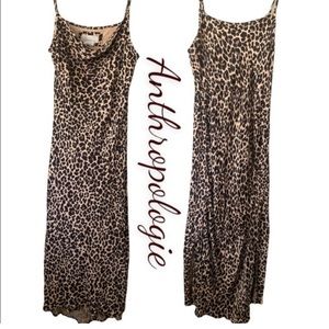 Anthropologie satin midi dress in leopard print.NWOT